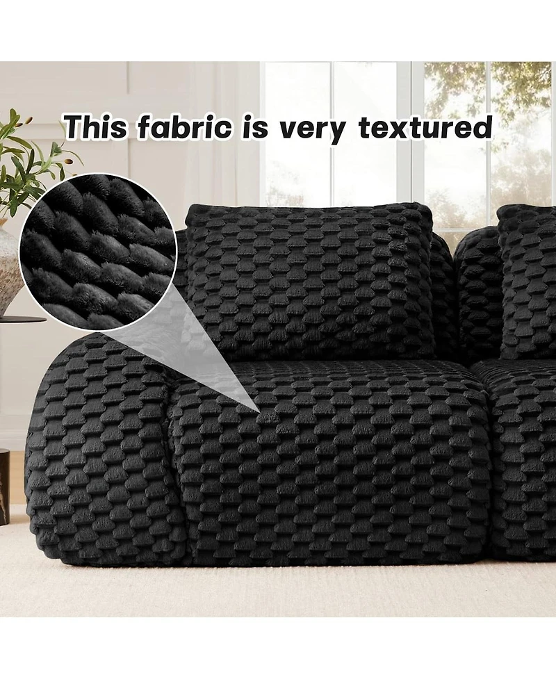 Maison Boucle 82'' Modern Flannelette Modular Loveseat Sofa, Deep Seat, 2 Seater