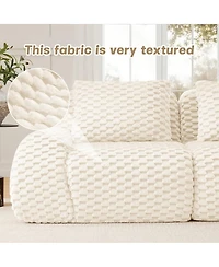 Maison Boucle 82'' Modern Flannelette Modular Loveseat Sofa, Deep Seat, 2 Seater