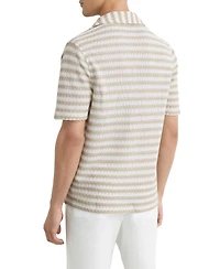 Reiss Men's Island Stripe Crochet Cuban Shirt
