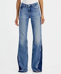 Guess Women's Beverly Contrast Panel Flare Jeans