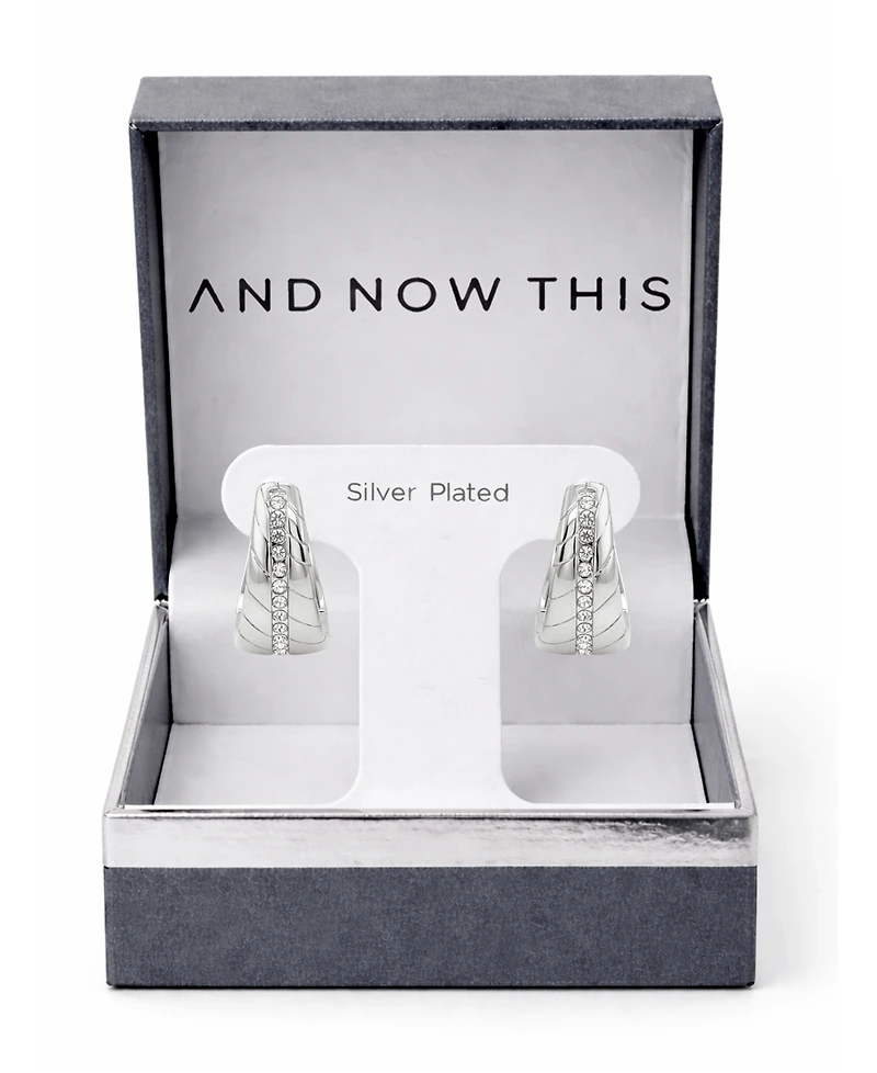 And Now This Crystal Center Graduated Hinged Hoop Earrings
