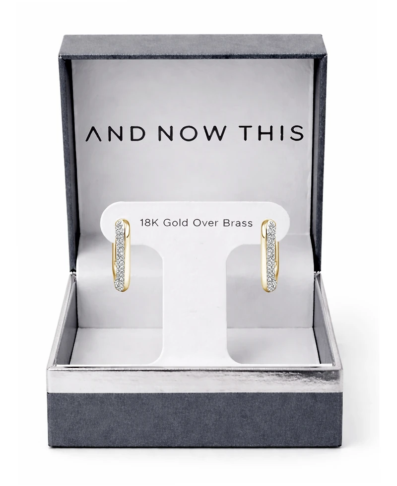 And Now This Clear Crystal Rectangular Shaped Hoop Earrings