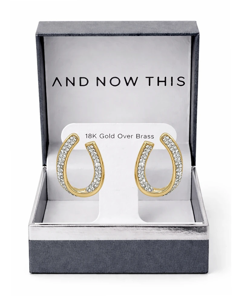 Crystal Curved Post Earring, Gold Plate and Silver