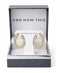 Crystal Curved Post Earring, Gold Plate and Silver