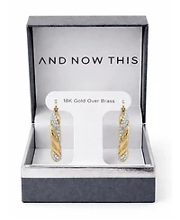 Clear Crystal Twisted Click Top Hoop Earring in Silver Plate or Gold Plate