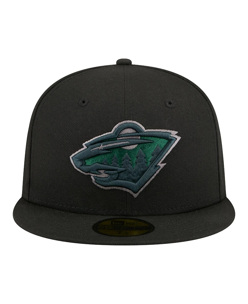 New Era Men's Black Minnesota Wild Color Pop 59FIFTY Fitted Hat