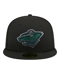 New Era Men's Black Minnesota Wild Color Pop 59FIFTY Fitted Hat