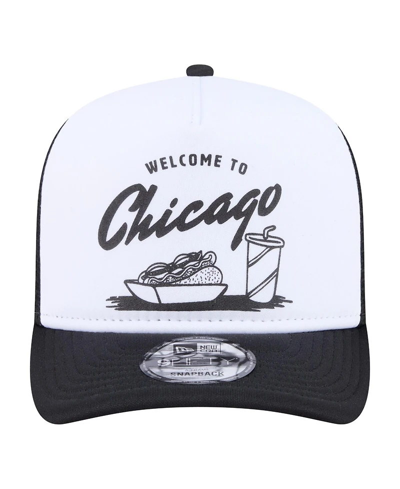 New Era Men's White/Black Chicago White Sox Foodie A-Frame 9FIFTY Trucker Snapback Hat