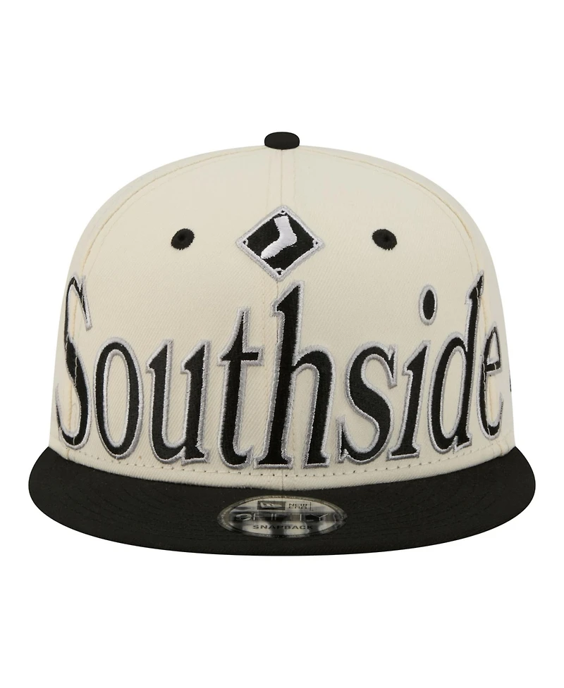 New Era Men's Cream Chicago White Sox Oversized Slogan 9FIFTY Snapback Hat
