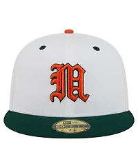 New Era Men's White/Green Miami Hurricanes On-Field Baseball Fitted Hat