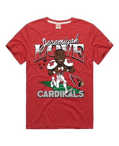 Homage Men's and Women's Jeremiyah Love Cardinal Arizona Cardinals Caricature Player Graphic Tri-Blend T-Shirt
