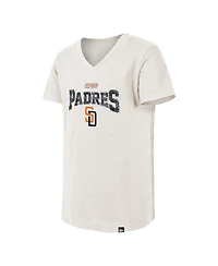 New Era Big Girls Cream San Diego Padres 2026 City Connect Flip Sequin V-Neck T-Shirt