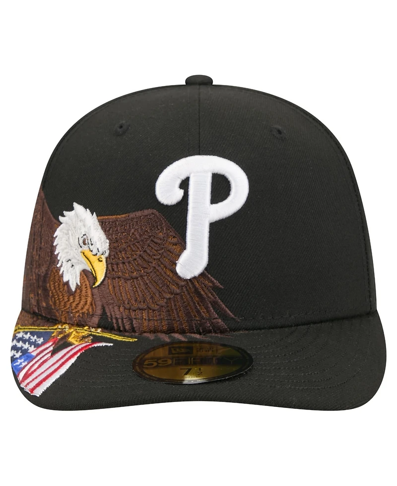 New Era Men's Black Philadelphia Phillies Americana Bald Eagle Pre-Curved 59FIFTY Fitted Hat