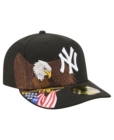 New Era Men's Black York Yankees Americana Bald Eagle Pre-Curved 59FIFTY Fitted Hat
