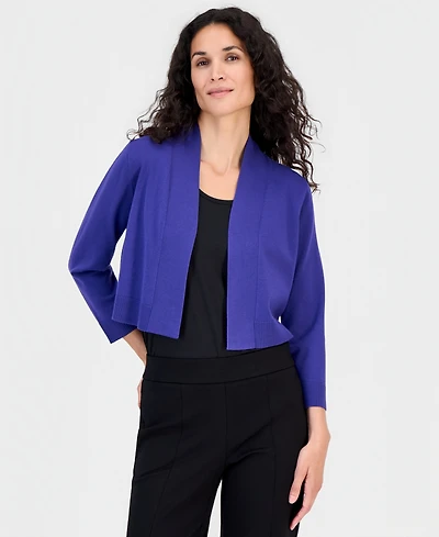Kasper Women's Collarless Cropped Long-Sleeve Cardigan