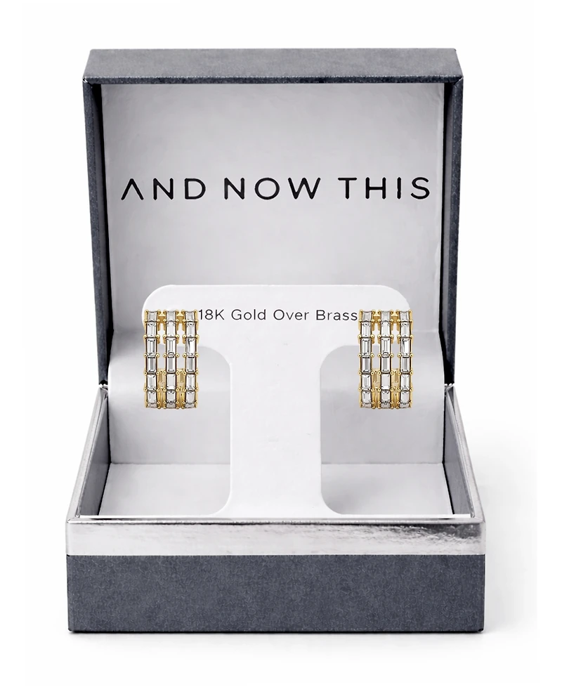 And Now This Triple Row Baguette Hoop Earrings