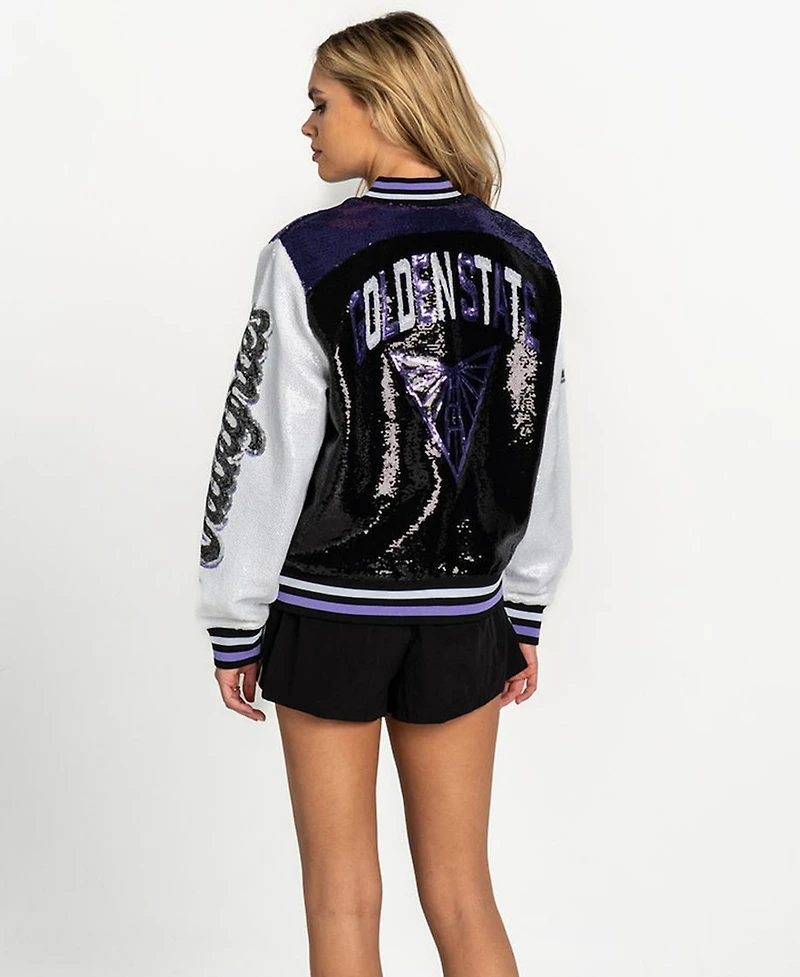The Wild Collective Women's Black Golden State Valkyries Sequin Jacket