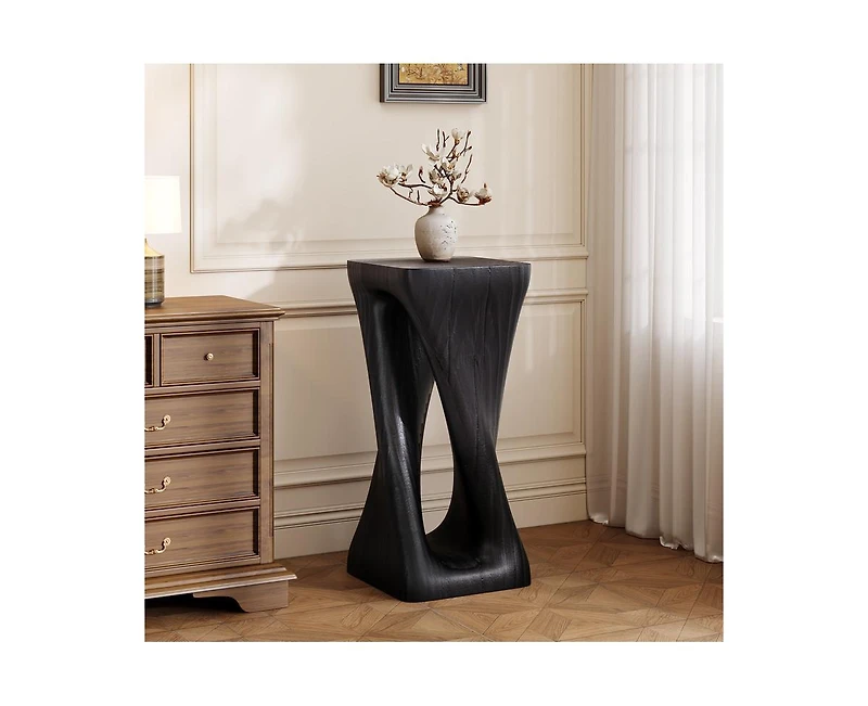 sumyeg Twisted Spiral Hollow Lightweight Concrete Side Table 200lbs No Assembly Indoor Outdoor End
