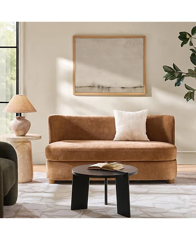 Hulala Home Pearce 63 Modern Upholstered Boucle Curved Loveseat Sofa.