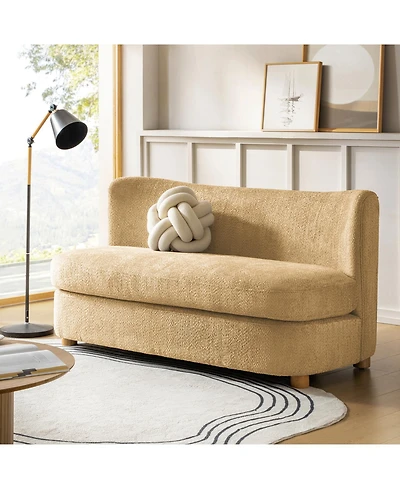 Hulala Home Pearce 63 Modern Upholstered Boucle Curved Loveseat Sofa.