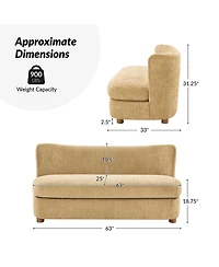 Hulala Home Pearce 63 Modern Upholstered Boucle Curved Loveseat Sofa.