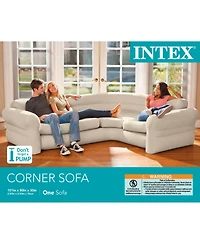 Intex Inflatable Corner Living Room Air Mattress Sectional Sofa Couch, Beige
