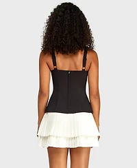 Alex & Sophia Juniors' Square Neck Pleated Mini Dress