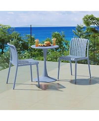 3-Piece Outdoor Metal Dining Table Set And Stackable Resin Patio Chairs