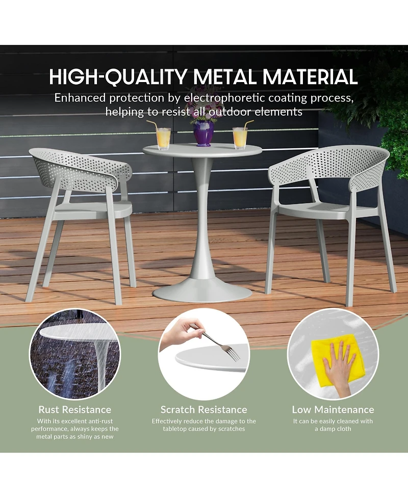 WestinTrends 5-Piece Outdoor Metal Dining Table Set And Stackable Resin Patio Chairs