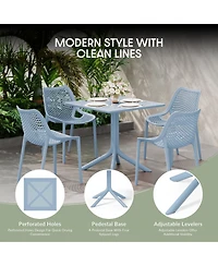 5-Piece Outdoor Resin Square Patio Dining Table Set with Modern Stackable Chairs
