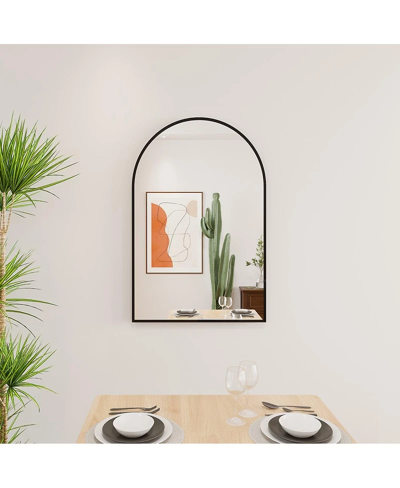 Laoties 36" x 24" Arched Wall Mirror, Arch-Shaped Bathroom Vanity Mirror with Aluminum Alloy Frame