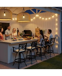 Pellebant 30" Aluminum Swivel Outdoor Bar Stools, Sunbrella Patio Height Barstools with Back, Rust-Proof for Deck Backyard Garden