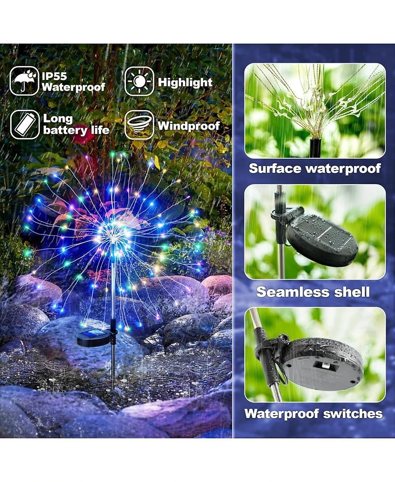 Cowin Solar Lights Outdoor Decorative 2 Pack 150 Led Copper Wire Waterproof Garden Fireworks Lamp