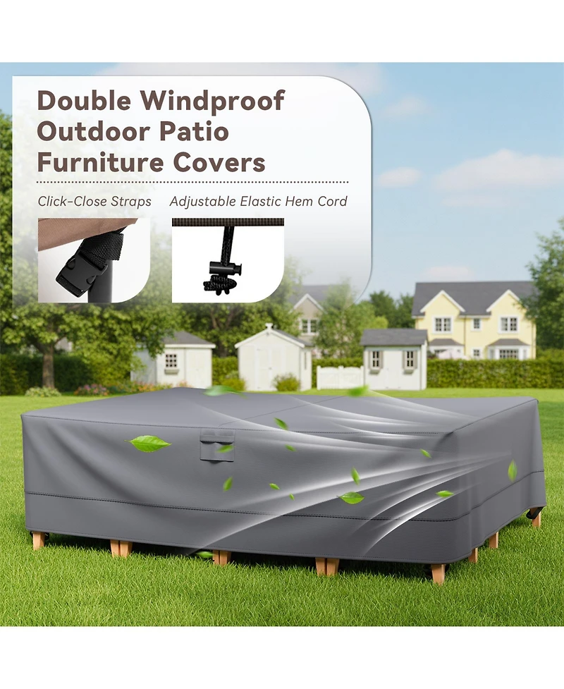 Pocassy Rectangle Patio Furniture Cover Waterproof Outdoor Dining Table and Chair Cover Anti-uv Outside Sectional Sofa Set Covers