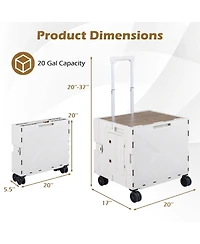 Gouun Foldable Utility Cart on 4 Rotate Wheels with Cup Holder Storage Bin