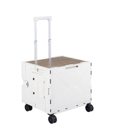 Gouun Foldable Utility Cart on 4 Rotate Wheels with Cup Holder Storage Bin