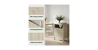 Lucky One 18"W Fluted Nightstand with 2-Drawer and Gold Knobs