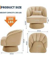 gaomon Modern 360 Swivel Barrel Chair 2-Piece, Velvet Upholstered Round Lounge Armchair with Striped Backrest, Comfy Accent