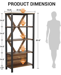 gaomon Tier Industrial Bookshelf with Led Lights, Metal Display Book Case