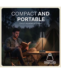 Bell + Howell Modern Design Solar Rechargeable Led Light with 3 Dimmable Modes Portable Table Lamp