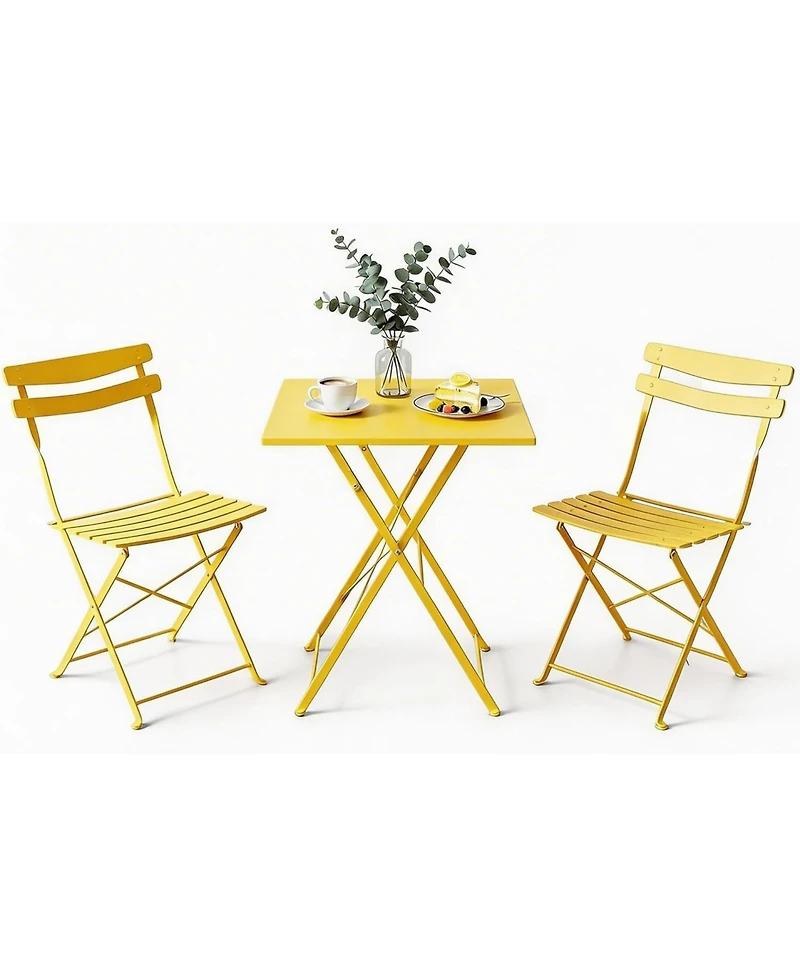 gaomon 3 Piece Metal Folding Patio Bistro Table and Chairs Set