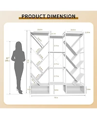 gaomon Triple 6 Tier Bookshelf, Large Bookcase Industrial Bookshelf with 24 Open Display Shelves, Industrial Tree Bookshelf