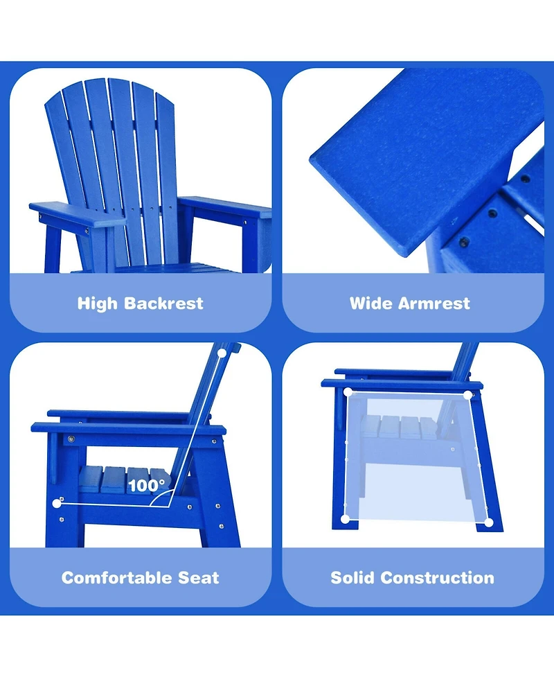 Gymax Set of 2 Kids Patio Adirondack Chair Armchair Weather Resistance Outdoor Chair