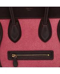 Pre-Owned Celine Mini Luggage Tricolor Calf Hair and Leather Tote