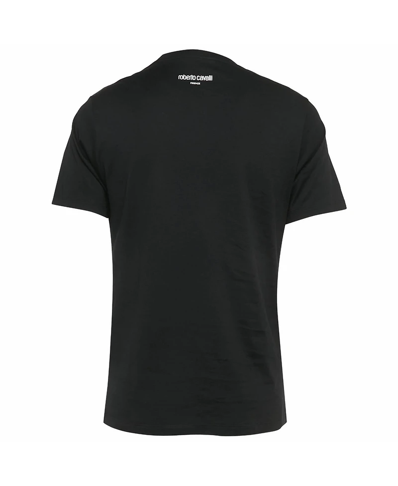 Pre-Owned Roberto Cavalli Men's Crest Crystal Embellished Cotton Knit T-Shirt