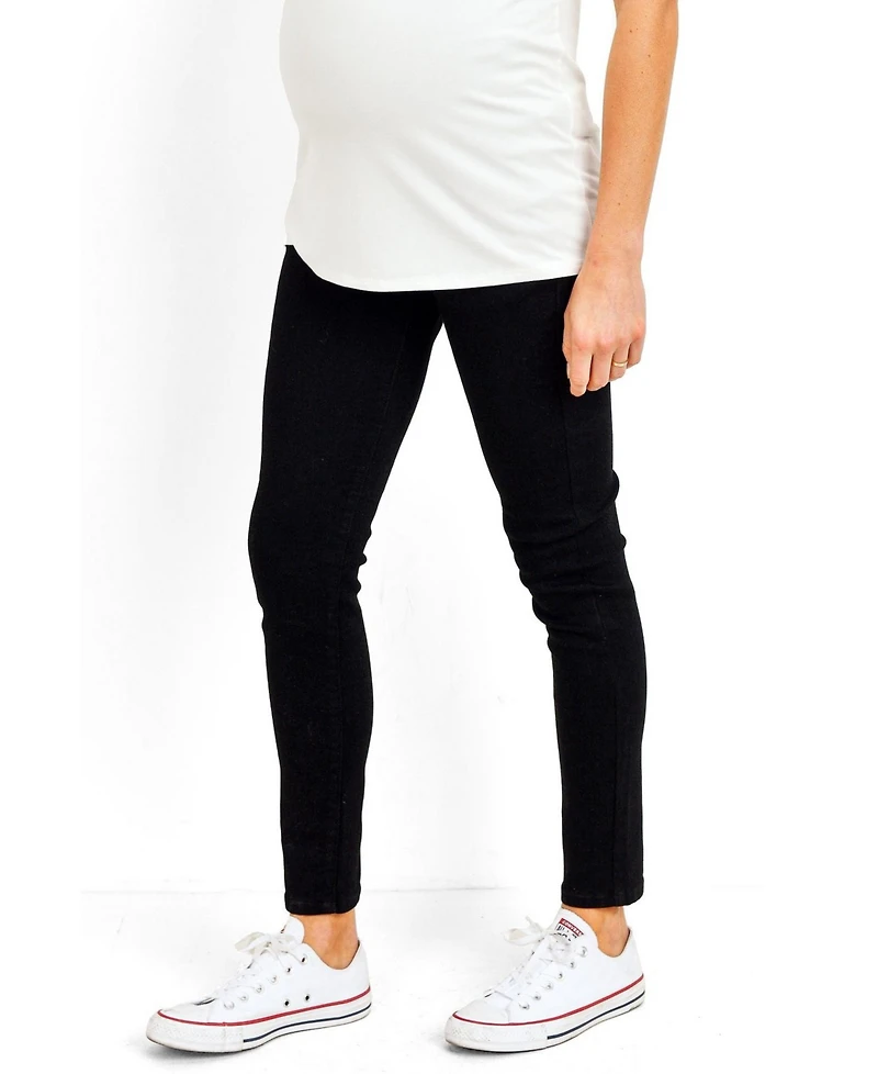 Hello Miz Women's Maternity Over the Belly Skinny Jeans with Pockets
