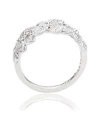 Suzy Levian New York Sterling Silver Cubic Zirconia Multi Flower Band Ring
