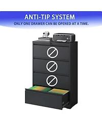 Boyel Living Lateral File Cabinet Drawer, Black Filing Cabinet with Lock
