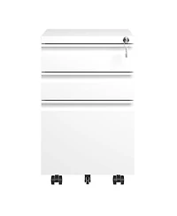 Boyel Living 3 Drawer Mobile File Cabinet with Lock, Metal Filing Cabinets for Home Office Organizer Letters/Legal/A4, Fully Assembled, White