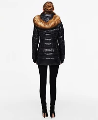 S13 Women's Chelsea Faux-Fur-Trim Collar Hooded Puffer Coat